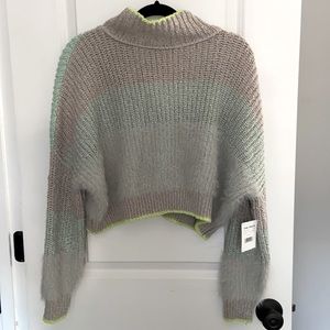 Free People Sunbrite Fuzzy Cowl Neck Crop Sweater